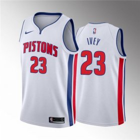 Wholesale Cheap Men\'s Detroit Pistons #23 Jaden Ivey 2022 Draft White Basketball Stitched Jersey