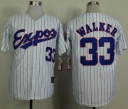 Wholesale Cheap Mitchell And Ness 1982 Expos #33 Larry Walker White(Black Strip) Throwback Stitched MLB Jersey