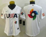 Cheap Women's USA Baseball Big Logo 2023 White World Baseball Classic Stitched Jerseys