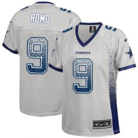 Wholesale Cheap Nike Cowboys #9 Tony Romo Grey Women\'s Stitched NFL Elite Drift Fashion Jersey