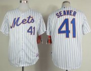 Wholesale Cheap Mets #41 Tom Seaver White(Blue Strip) Home Cool Base Stitched MLB Jersey