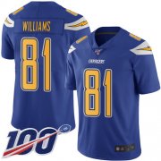 Wholesale Cheap Nike Chargers #81 Mike Williams Electric Blue Men's Stitched NFL Limited Rush 100th Season Jersey