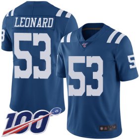 Wholesale Cheap Nike Colts #53 Darius Leonard Royal Blue Youth Stitched NFL Limited Rush 100th Season Jersey