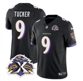 Wholesale Cheap Men\'s Baltimore Ravens #9 Justin Tucker Black 2023 F.U.S.E With Patch Throwback Vapor Limited Stitched Jersey
