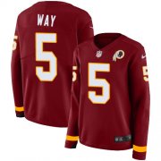 Wholesale Cheap Nike Redskins #5 Tress Way Burgundy Team Color Women's Stitched NFL Limited Therma Long Sleeve Jersey