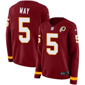Wholesale Cheap Nike Redskins #5 Tress Way Burgundy Team Color Women\'s Stitched NFL Limited Therma Long Sleeve Jersey