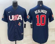 Cheap Men's USA Baseball #10 JT Realmuto 2023 Navy World Baseball Classic Stitched Jerseys