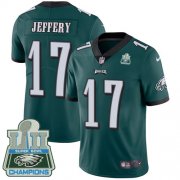 Wholesale Cheap Nike Eagles #17 Alshon Jeffery Midnight Green Team Color Super Bowl LII Champions Men's Stitched NFL Vapor Untouchable Limited Jersey