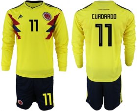 Wholesale Cheap Colombia #11 Cuadrado Home Long Sleeves Soccer Country Jersey