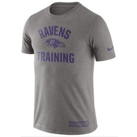 Wholesale Cheap Men\'s Baltimore Ravens Nike Heathered Gray Training Performance T-Shirt