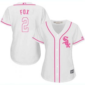 Wholesale Cheap White Sox #2 Nellie Fox White/Pink Fashion Women\'s Stitched MLB Jersey