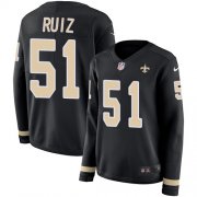 Wholesale Cheap Nike Saints #51 Cesar Ruiz Black Team Color Women's Stitched NFL Limited Therma Long Sleeve Jersey