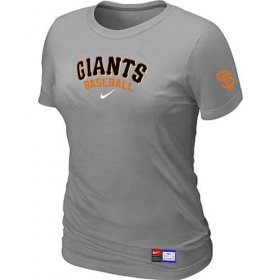 Wholesale Cheap Women\'s San Francisco Giants Nike Short Sleeve Practice MLB T-Shirt Light Grey