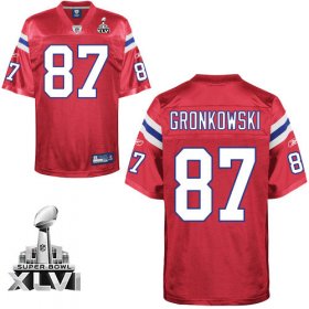 Wholesale Cheap Patriots #87 Rob Gronkowski Red Alternate Super Bowl XLVI Embroidered NFL Jersey