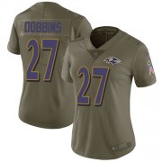 Wholesale Cheap Nike Ravens #27 J.K. Dobbins Olive Women's Stitched NFL Limited 2017 Salute To Service Jersey