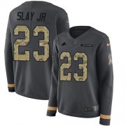 Wholesale Cheap Nike Lions #23 Darius Slay Jr Anthracite Salute to Service Women's Stitched NFL Limited Therma Long Sleeve Jersey