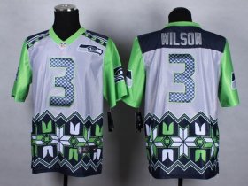Wholesale Cheap Nike Seahawks #3 Russell Wilson Grey Men\'s Stitched NFL Elite Noble Fashion Jersey