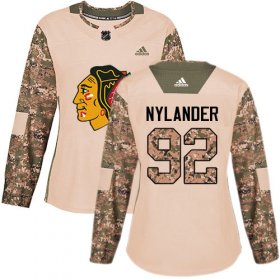 Wholesale Cheap Adidas Blackhawks #92 Alexander Nylander Camo Authentic 2017 Veterans Day Women\'s Stitched NHL Jersey