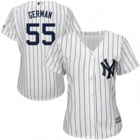 Wholesale Cheap Yankees #55 Domingo German White Strip Home Women\'s Stitched MLB Jersey