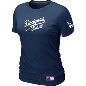 Wholesale Cheap Women\'s Los Angeles Dodgers Nike Short Sleeve Practice MLB T-Shirt Midnight Blue