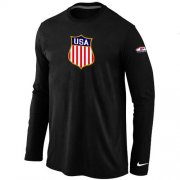Wholesale Cheap Nike Team USA Hockey Winter Olympics KO Collection Locker Room Long Sleeve T-Shirt Black