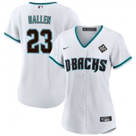 Women\'s Arizona Diamondbacks #23 Zac Gallen White 2023 World Series Stitched Baseball Jersey(Run Small)