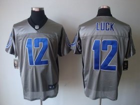 Wholesale Cheap Nike Colts #12 Andrew Luck Grey Shadow Men\'s Stitched NFL Elite Jersey