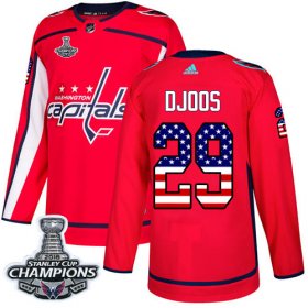 Wholesale Cheap Adidas Capitals #29 Christian Djoos Red Home Authentic USA Flag Stanley Cup Final Champions Stitched NHL Jersey