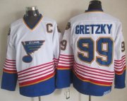 Wholesale Cheap Blues #99 Wayne Gretzky White CCM Throwback Stitched NHL Jersey