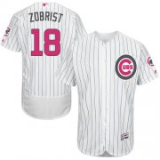 Wholesale Cheap Cubs #18 Ben Zobrist White(Blue Strip) Flexbase Authentic Collection Mother's Day Stitched MLB Jersey
