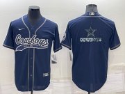 Wholesale Cheap Men's Dallas Cowboys Navy Blue Team Big Logo With Patch Cool Base Stitched Baseball Jersey