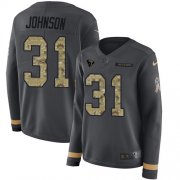 Wholesale Cheap Nike Texans #31 David Johnson Anthracite Salute to Service Women's Stitched NFL Limited Therma Long Sleeve Jersey