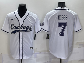Wholesale Men\'s Dallas Cowboys #7 Trevon Diggs White Stitched Cool Base Nike Baseball Jersey