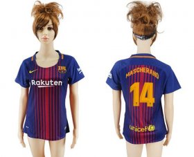 Wholesale Cheap Women\'s Barcelona #14 Mascherano Home Soccer Club Jersey