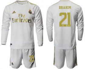 Wholesale Cheap Real Madrid #21 Brahim White Home Long Sleeves Soccer Club Jersey