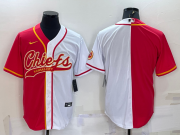 Wholesale Cheap Men's Kansas City Chiefs Blank Red White Two Tone With Patch Cool Base Stitched Baseball Jersey