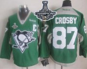 Wholesale Cheap Penguins #87 Sidney Crosby Green Practice 2017 Stanley Cup Finals Champions Stitched NHL Jersey