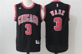 Wholesale Cheap Men\'s Chicago Bulls #3 Dwyane Wade Black White Revolution 30 Swingman Adidas Basketball Jersey