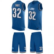 Wholesale Cheap Nike Lions #32 D'Andre Swift Blue Team Color Men's Stitched NFL Limited Tank Top Suit Jersey