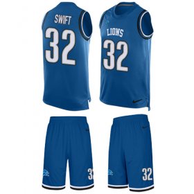 Wholesale Cheap Nike Lions #32 D\'Andre Swift Blue Team Color Men\'s Stitched NFL Limited Tank Top Suit Jersey