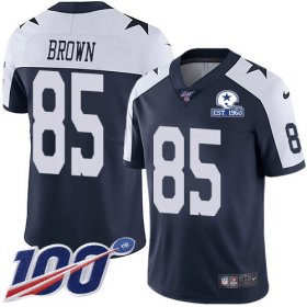 Wholesale Cheap Nike Cowboys #85 Noah Brown Navy Blue Thanksgiving Men\'s Stitched With Established In 1960 Patch NFL 100th Season Vapor Untouchable Limited Throwback Jersey