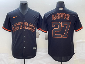 Cheap Men\'s Houston Astros #27 Jose Altuve Lights Out Black Fashion Stitched MLB Cool Base Nike Jersey