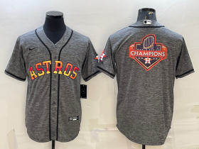Wholesale Cheap Men\'s Houston Astros Grey Gridiron Team Big Logo Cool Base Stitched Baseball Jersey