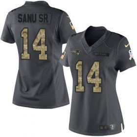Wholesale Cheap Nike Patriots #14 Mohamed Sanu Sr Black Women\'s Stitched NFL Limited 2016 Salute to Service Jersey