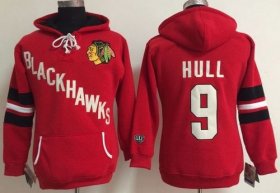 Wholesale Cheap Chicago Blackhawks #9 Bobby Hull Red Women\'s Old Time Heidi NHL Hoodie