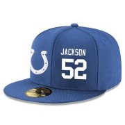 Wholesale Cheap Indianapolis Colts #52 D'Qwell Jackson Snapback Cap NFL Player Royal Blue with White Number Stitched Hat