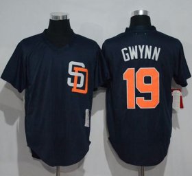 Wholesale Cheap Mitchell And Ness 1996 Padres #19 Tony Gwynn Navy Blue Throwback Stitched MLB Jersey