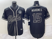 Wholesale Cheap Men's Kansas City Chiefs #15 Patrick Mahomes Black Cool Base Stitched Baseball Jersey