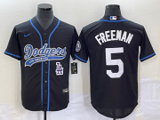 Wholesale Cheap Men's Los Angeles Dodgers #5 Freddie Freeman Black Cool Base Stitched Baseball Jersey