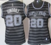 Wholesale Cheap San Antonio Spurs #20 Manu Ginobili Gray With Black Pinstripe Womens Jersey